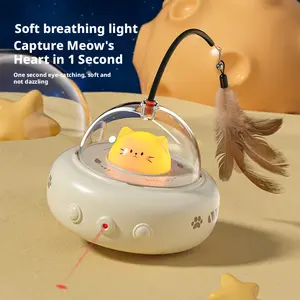 Smart Electric Cat Toy Automatic Laser Feather Teaser Interactive Wand Car Self Play Cat Toy for Indoor Cats Boredom Relief Entertainment