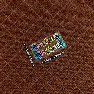 2Pcs waterproof PET bicycle decal sticker, laser material, emoji design, outdoor riding frame decoration scratch-proof cover