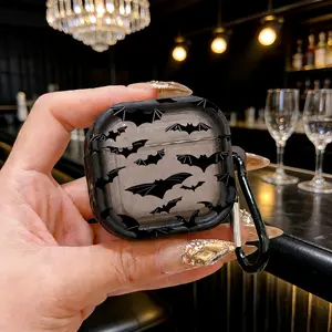 Bat Pattern Protective Case for Apple AirPods 1/2/3/4/pro/pro2, Tpu Material, Lightweight & Durable Design, Anti-Scratch Protection