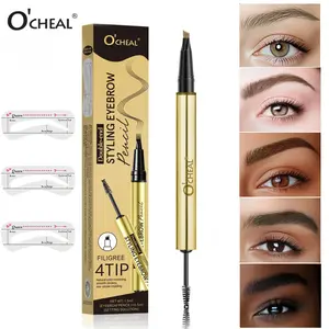 O'CHEAL Alcohol-Free Dual Ends Eyebrow Pencil, 2-in-1 Double Headed Cosmetic with Ultra-Fine 4-Tip Design for Easy Eyebrow Makeup Application, Multi-Use for Brows and Lashes