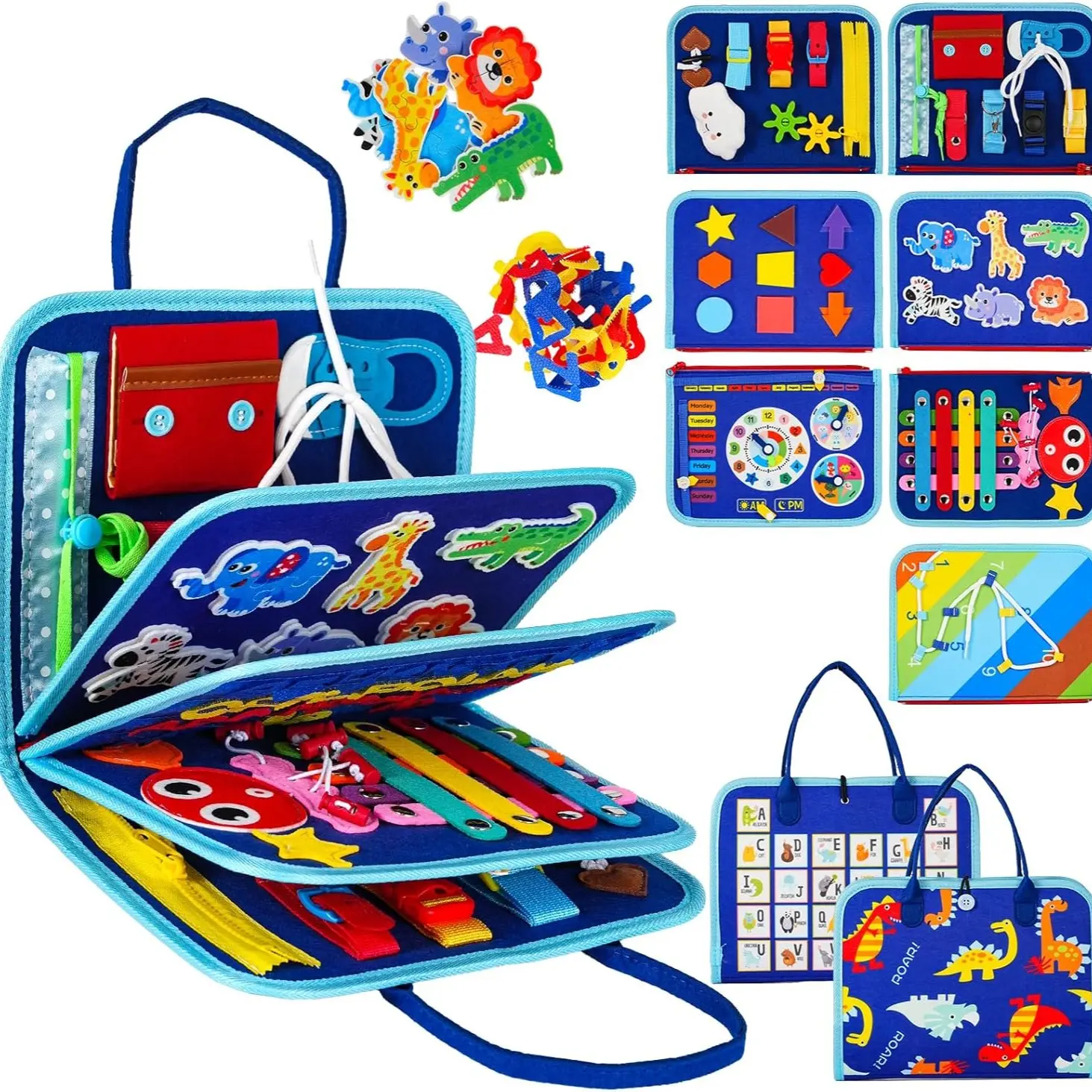 Felt Busy Board Toddler Travel Toy, Sensory Board for Educational Activities & Fine Motor Skills, Travel Preschool Games, Alphabet & Number Learning Toy, Birthday Gift for Kids, Sensory Activity Board