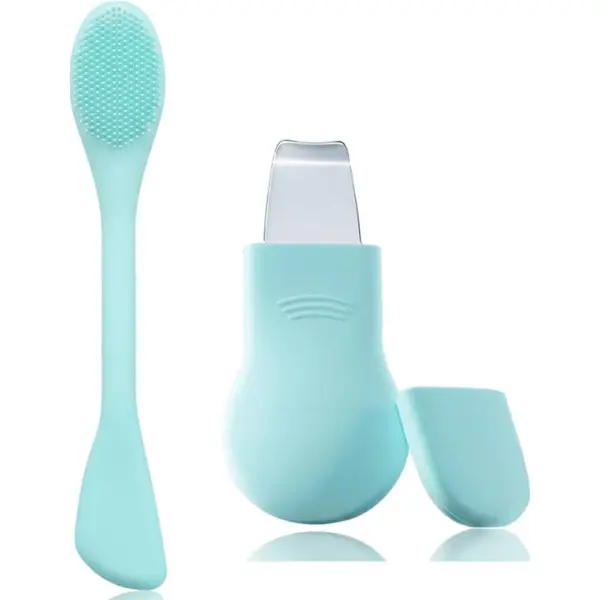 Blackhead Remover Tool for Face and Nose, 2-in-1 Cleansing Brush & Facial Scrubber, Skin Care Scraper and Mask Applicator Spatula for Men & Women, Cleaning Tool, Halloween Gift (Blue)