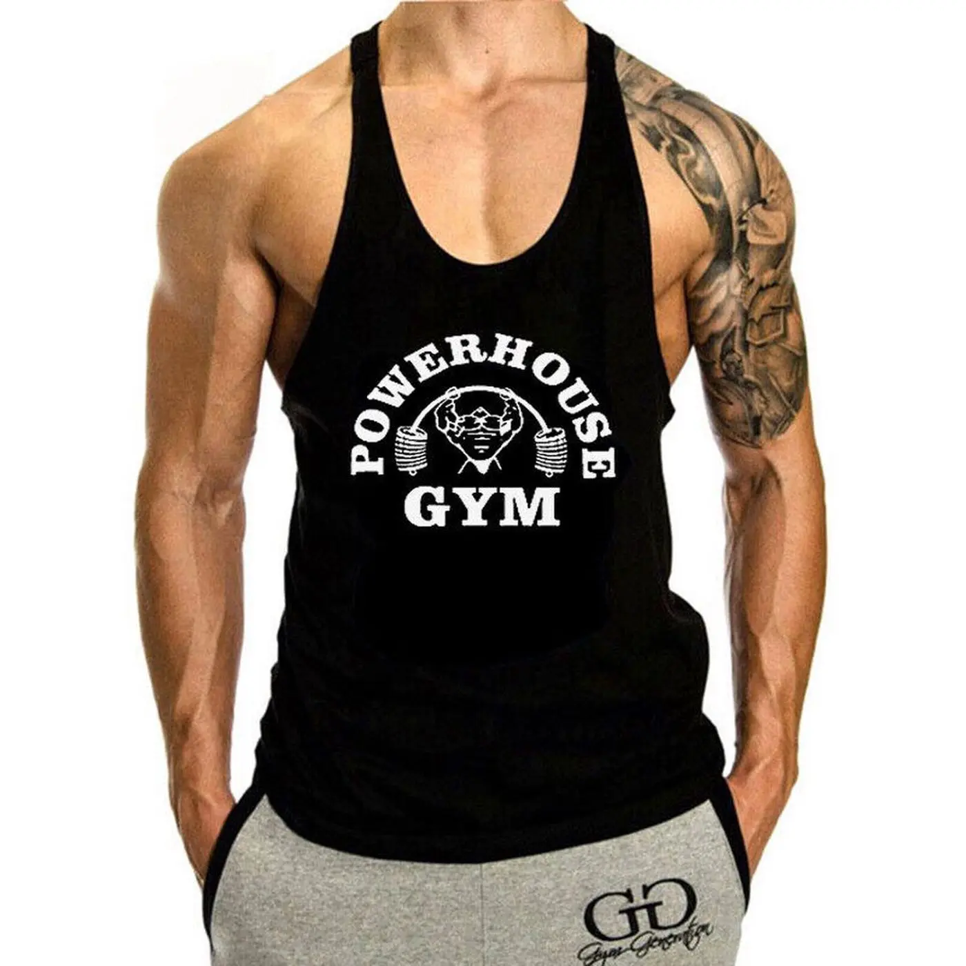 Men's Gym Stringer Bodybuilding Tank Tops Workout Muscle   Sleeveless Shirts For Men