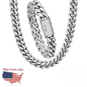 Men's 8mm Chunky Silver Diamond-Cut Initial Cuban Link Chain Necklace, Non-Tarnish Stainless Steel Chain & Link, Bling Accessory for Party & Daily Wear (20/24/30in) – Spring Glowup Guys' Gift