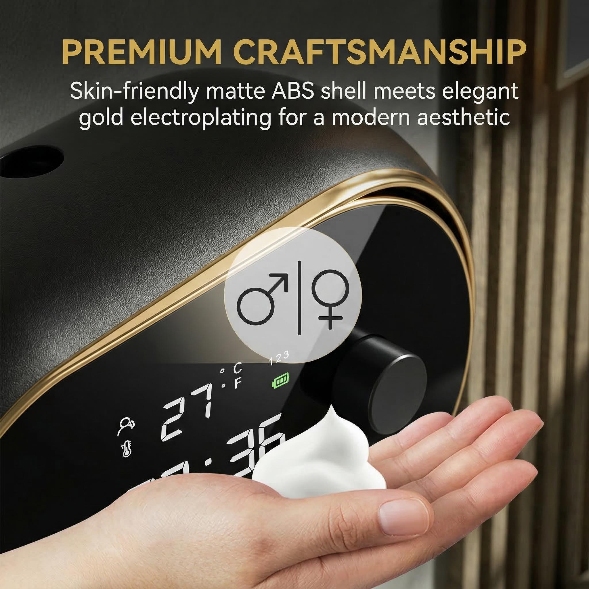 Automatic Soap Dispenser Foam Bathroom - Wall Mount Rechargeable Touchless Adjustable Smart Electric Dispenser with Clock/March Madness/Spring Break - Hygienic Solution for Kitchen/Bathroom