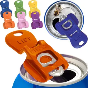 Manual Easy Can Opener 6 Pack Colorful Plastic Shields for Pop Coke Beer Soda Drinks Kitchen Utensils