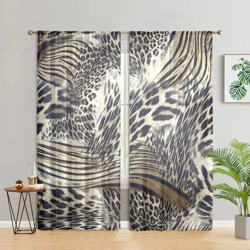 Tiger Pattern Curtain, 2 Counts Modern Luxury Style Curtain, Pole Pockets for Easy Hanging, Semi Blackout Door Curtain for Home Decor