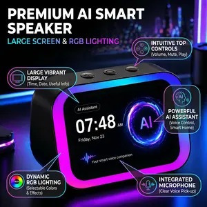 Bluetooth 5.4 Smart Speaker with HD Touch Screen, Clear Hi-Fi Stereo Sound, Electronic Photo Album & Practical Voice Control System