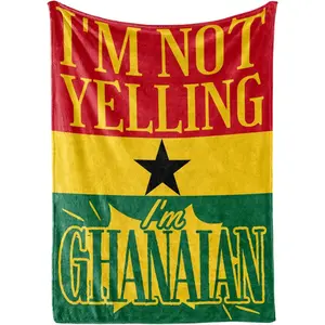 Ghana Gifts for Women Men, Ghana Christmas Ornament Decoration, Ghana Proud Flag Gifts for Ghanaians, Flannel Throw Blanket, I'm Not Yelling I'm Ghanaian, 50" X 65"