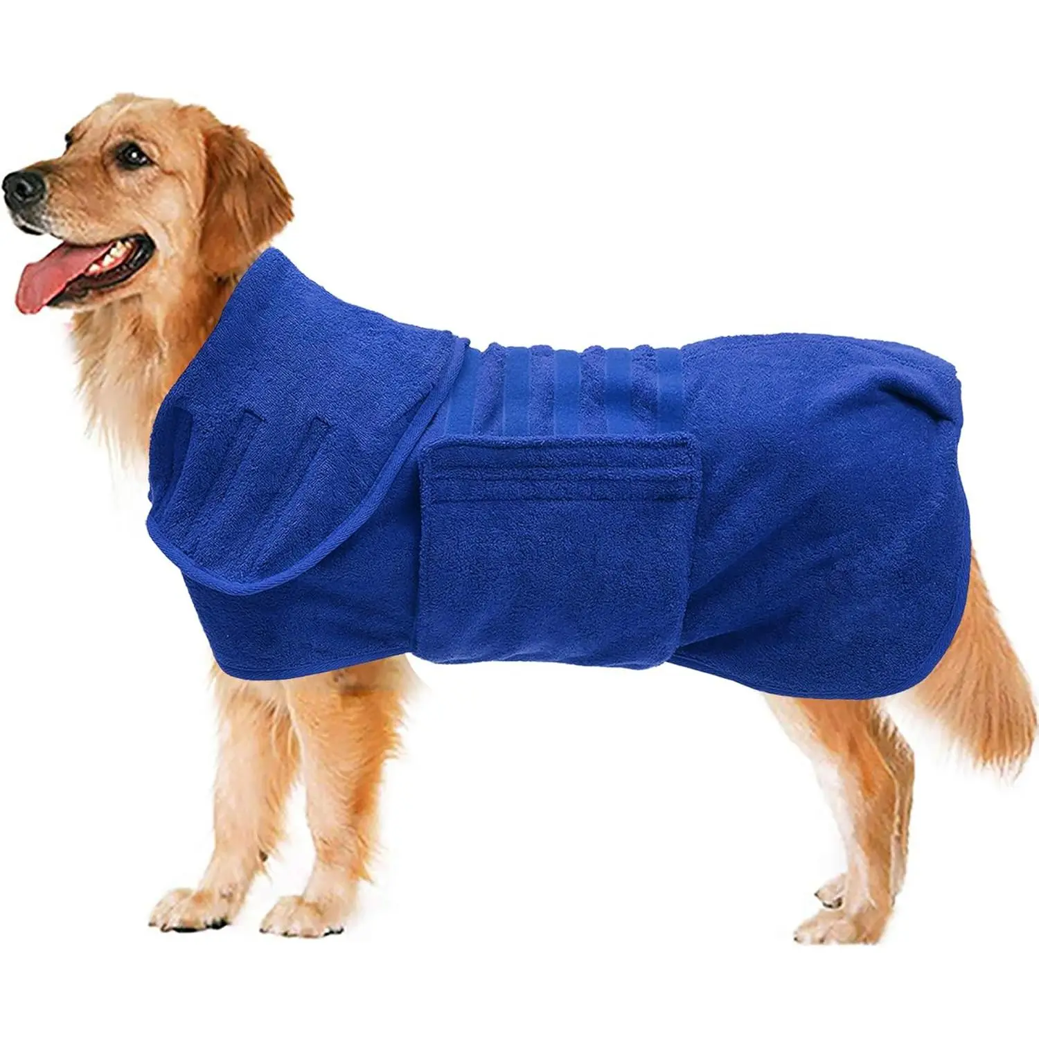 Dog Drying Coat - Dog Bathrobe Towel - Microfibre Fast Drying Super Absorbent Pet Cat Bath Robe Towel, Luxuriously Soft Blue XL