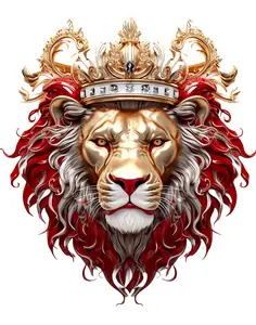 4-Pack, 6-Pack, 8-Pack 0r 10-Piece Lionhead Red-Silver DTF Heat Transfer for T-Shirt DIY Printing Business