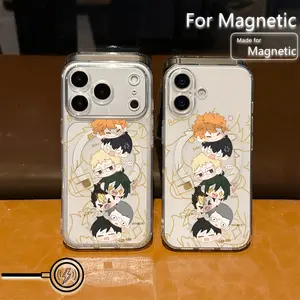 Anime Cute New Haikyuu Phone Case for iPhone 17/16/15/14/13/12/11 Pro Max Mini XR/XS/x/7/8 Plus, Transparent Magnetic Anti-Drop Soft Tpu Back Cover
