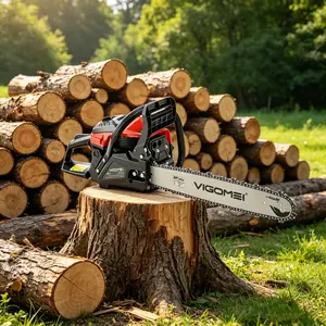 105CC High-Power Gas Chainsaw Kit, 20in & 24in Guide Bars & Chains Included, VIGOMEI Easy-Start Anti-Kickback Gas Saw for Backyard Pruning & Property Cleanup