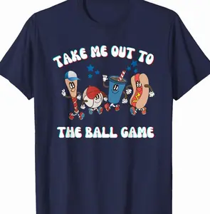 Retro Take Me Out ToThe Ball Game Baseball Hot Dog Bat Ball T-Shirt