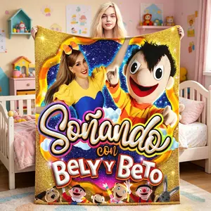 A fun cartoon Bely Y Beto themed blanket, soft and suitable for all seasons, perfect for the home and a gift for fans of the show.