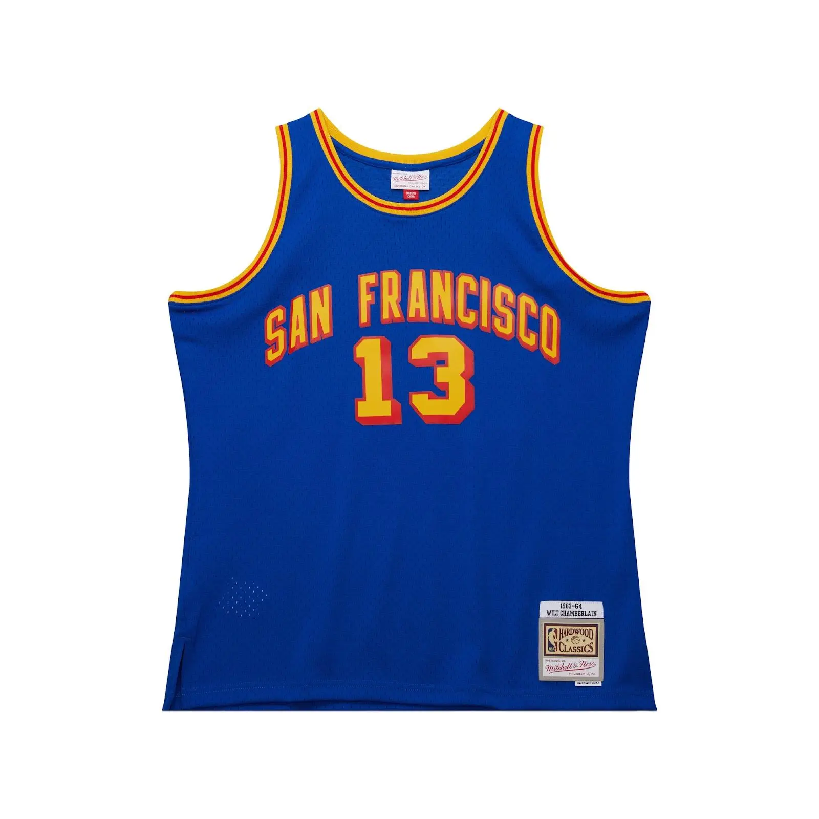 Wilt Chamberlain San Francisco Warriors 1963-64 Royal Swingman Jersey NBA Throwback Basketball Hardwood Classics Fan Gear Mitchell & Ness