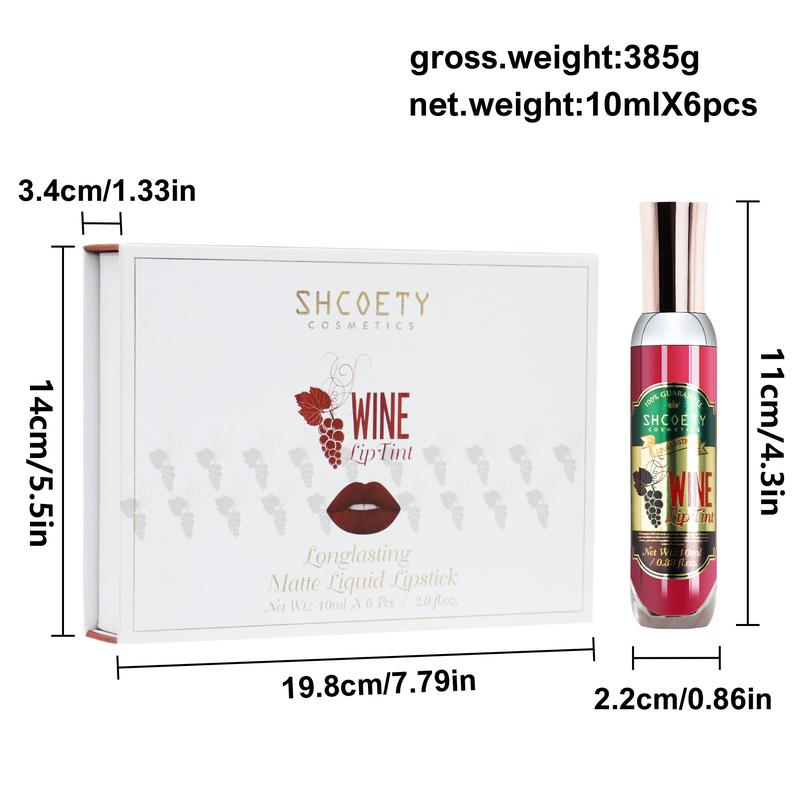 Red wine bottle lip dye set six-color lip gloss that is not easy to stick to the cup and does not fade easily matte matte lipstick elvive glycolic gloss liquid lip glossy lip woman labiales Mousse Tint Lipglass