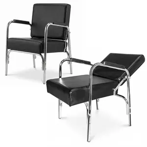 PureSana 2 Pack Chromium Ella Professional Auto Reclining Shampoo Chair, Black