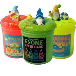 Glow Gnome Trio - Summer Limited Edition | Tropical Glow-in-the-Dark Slime Set | Scented Neon Slime with Charms