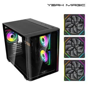 YEAH MAGIC Biforst Mid-Tower PC Gaming Case, High-Airflow,ARGB light strip, Sturdy One-piece curved curved glass,With 3 RGB fans,Gaming Computer Case for ATX/Micro-ATX/ITX Motherboard pc case