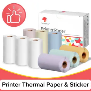 3 Rolls Sticker Thermal Paper (Label Sticky, DIY, Photo, Texts, and Study Notes Printing