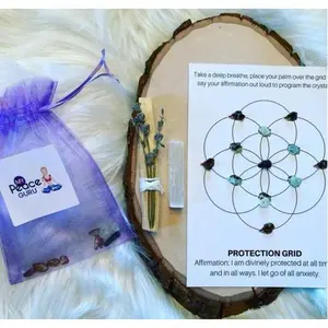 Crystal Grid Attract Protection Flower of Life Law Of Attraction Gift Set