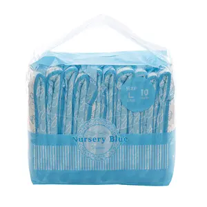 LittleForBig Adult Diaper Printed Adult Brief Diapers 10 Pieces - Nursery Blue, Thick & Fluffy, High Absorbency, Size M-L