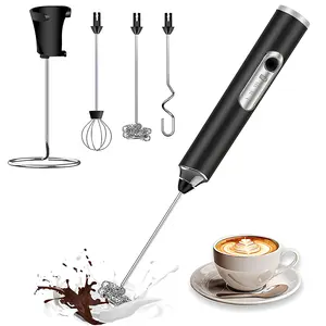 3 Heads Rechargeable Handheld Milk Frother, 3 Speeds Electric Drink Mixer Whisk for Coffee Latte Cappuccino Matcha, Detachable Stainless Steel Blender for Juice Prebiotic Powder Egg