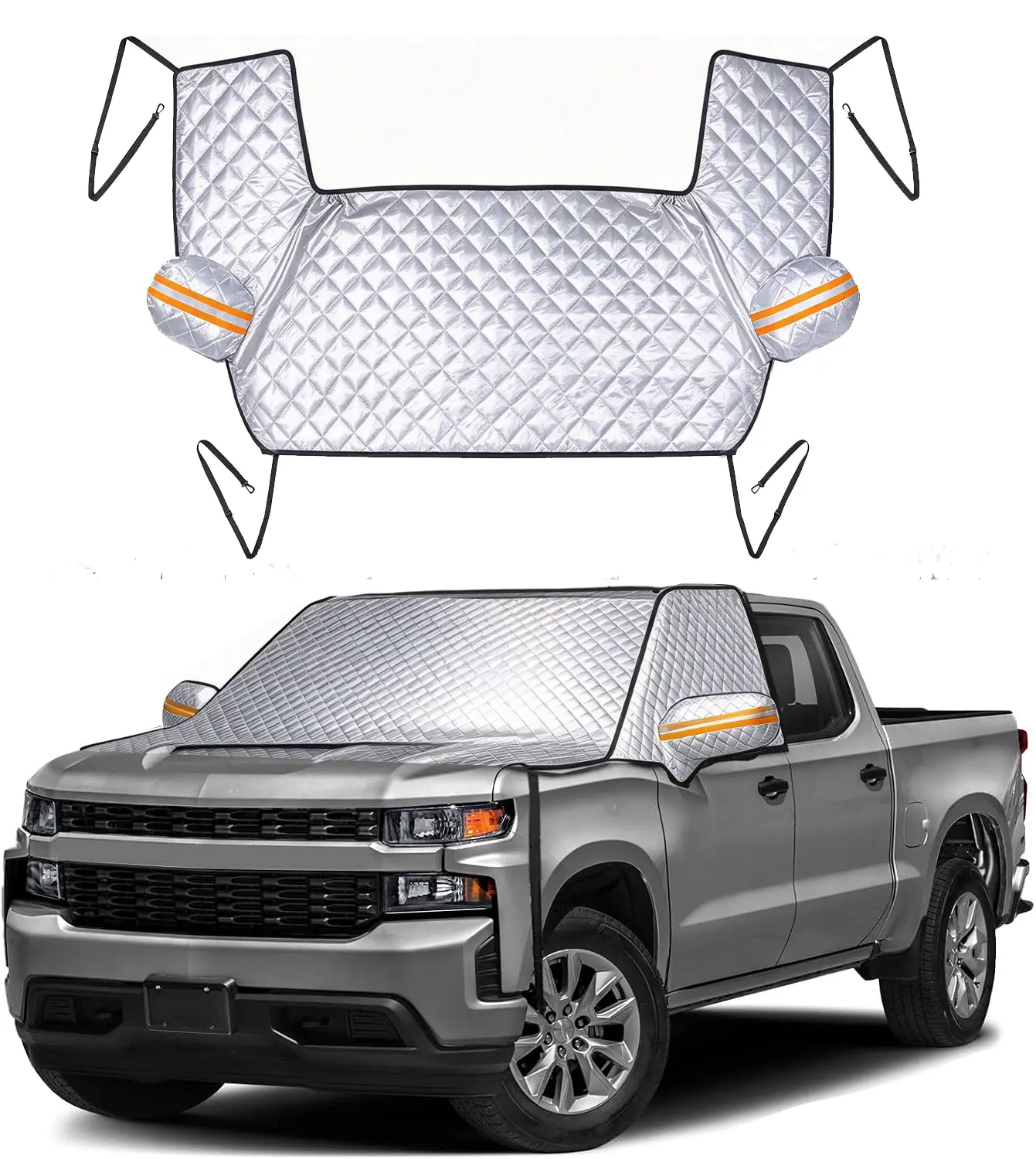 Car Front Windscreen Covers ,Windshield Snow Cover with Magnetic Edges - Winter Frost Protector for Cars, SUVs, RVs, Vans and Trucks (69'' x 45'')