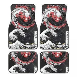 The Great Wave Off Kanagawa Car Floor Mats 4-s Set Anti Slip Front and Rear Foot Mats Universal Car Accessories for SUV