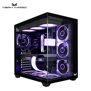 YEAH MAGIC Sword V Gaming PC Case,Seamless Tempered Glass Front & Side Panels, 360mm Radiator Support, Mid-Tower ATX PC Case