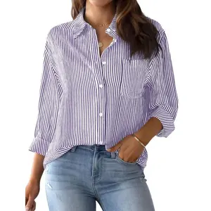 Striped Button Down Relaxed Top - BACK IN STOCK