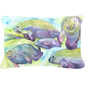 212 MAIN Manatee Print Decorative Pillow - Indoor-Outdoor Polyester Soft Padded Durable Cushion with Mildew Proof Feature, Outdoor Cushion Covers Compatible, Durable Cushions