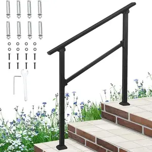 GARVEE Aluminum Alloy Outdoor Handrails: Versatile Stair Railing Kits for 2 to 5 Steps, Ideal for Concrete and Porch Steps, Featuring Metal Construction and Installation Kit for Enhanced Safety and Durability