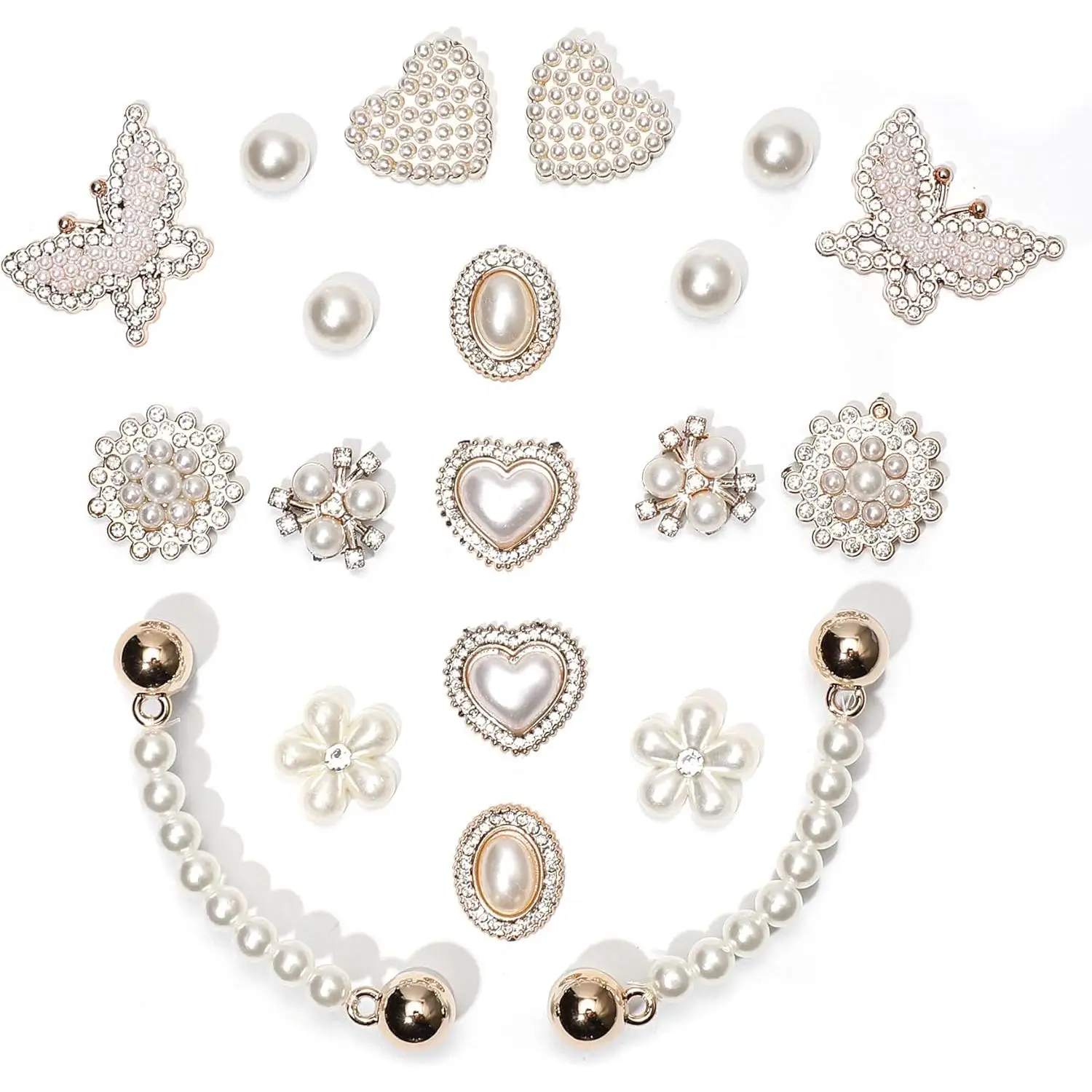 20 count Bling Shoe Charms for Women, Shoe Charms, Plastic Butterfly Flower Charms, Sparkling Rhinestones Shoe Chains, Accessories for Girls, DIY Sh