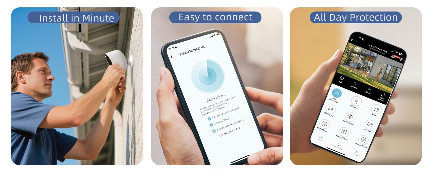 5G/2.4G Wi‑Fi outdoor wireless security camera, 2K outdoor wireless cameras for home security with AI detection, siren, color night vision, IP66 waterproof, two-way audio, works with Alexa and supports Matter (W1), 1 piece