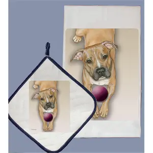 Pipsqueak Productions DP582 Dish Towel and Pot Holder Set - Pit Bull