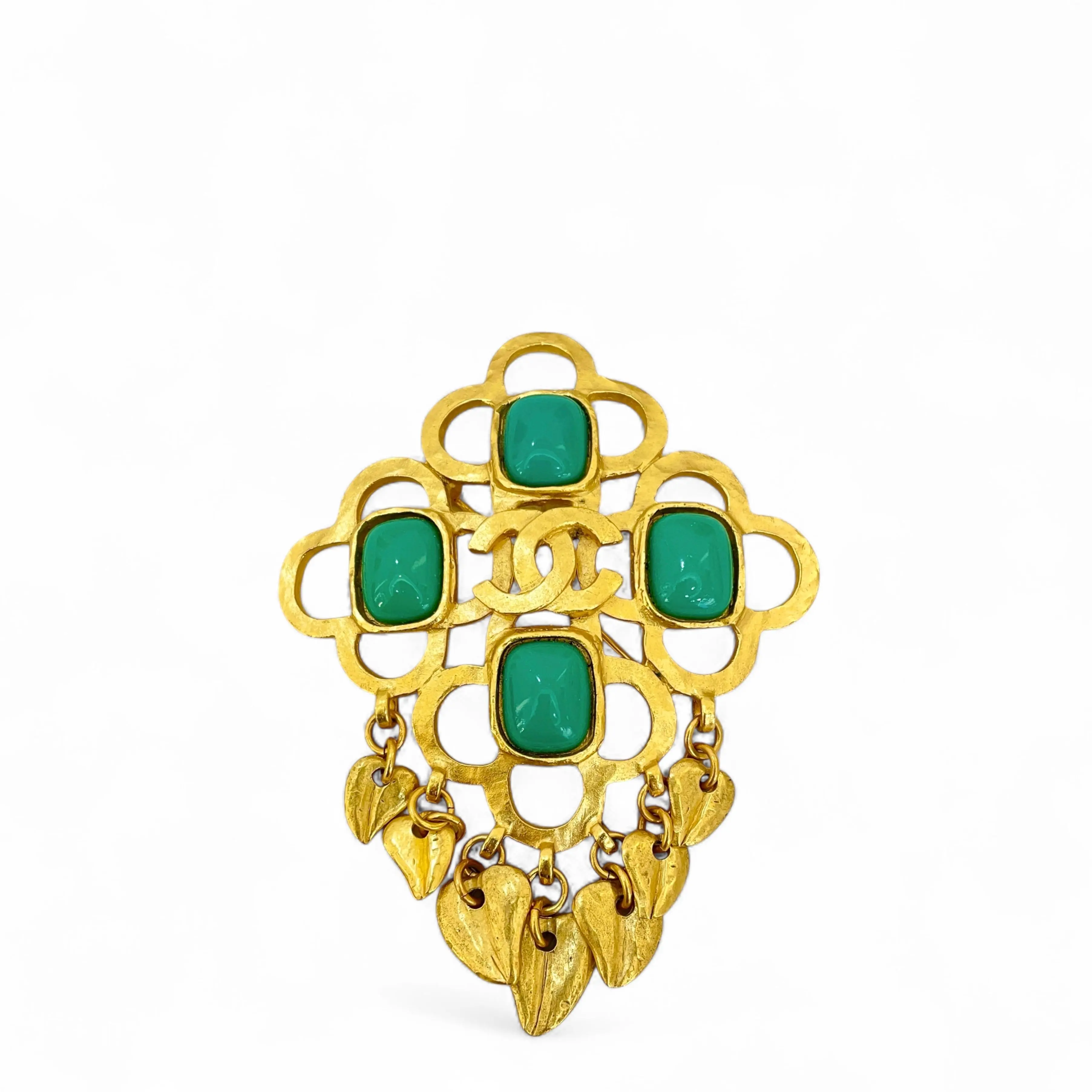 Pre-owned Chanel CC Brooch Gold Plated Gripoix (032sc)
