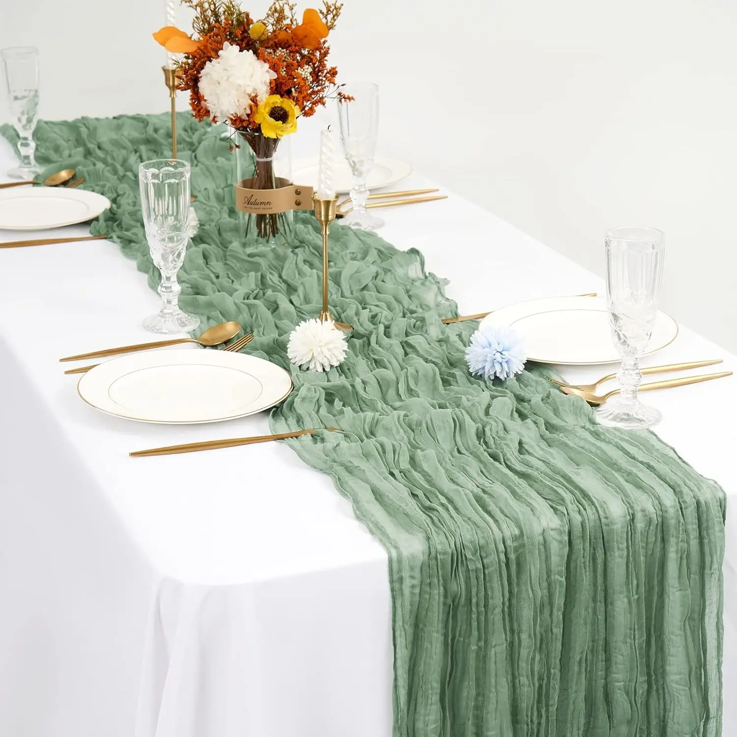 Rectangular Table Flag, Table Runner, 27 Colors Available, 180x90cm, 300x90cm, 400x90cm, Bohemian Cheese Cloth, Textured Appearance, Wedding, Party Decor, Table Setting, Party Decorations, Indoor Outdoor Use