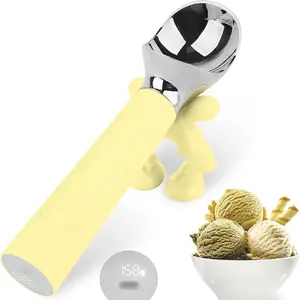 Heated Ice Cream Scoop Rechargeable Battery Electric Ice Cream Scooper Sleek Scoop for Scooping Hard Ice Cream, Metal Spoon 2 Oz IP 67 Waterproof LED Display Easy Clean Durable Home Kitchen Gadgets