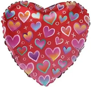 PMU Valentines Day Hearts XO 18 Inch Mylar Foil Balloon Valentines Day, Proposal, Special Events, Photo Props Party Decoration and Accessories