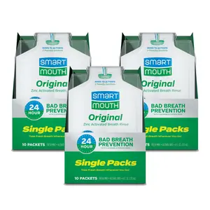 SmartMouth Original Zinc Activated Mouthwash Travel Packs (30 Packets) – Fresh Breath Travel Oral Rinse | On-the-Go Bad Breath Solution
