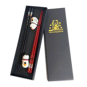 cat chopsticks two sets of chopstick with cat rest, gifting, reusable, giftbox