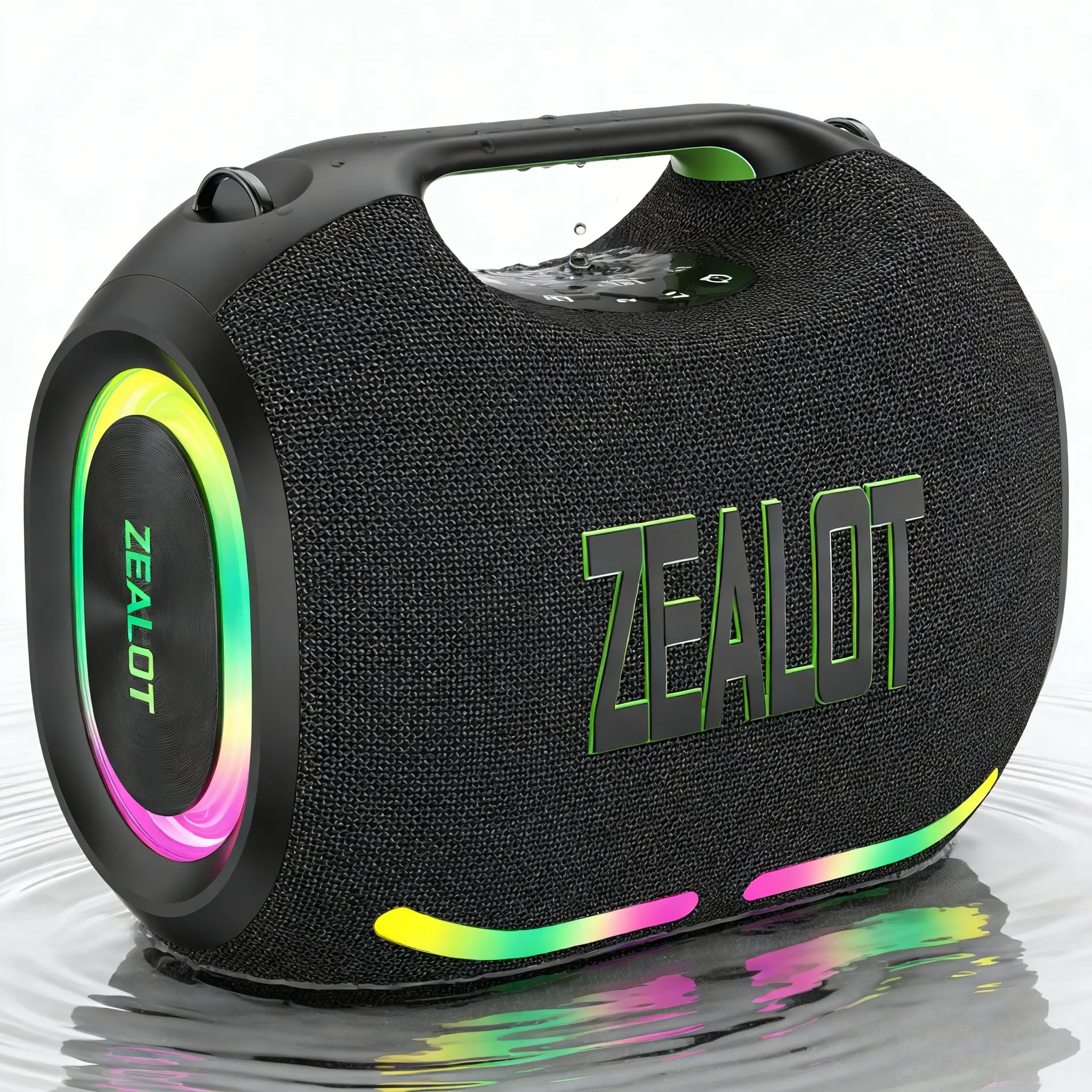 ZEALOT Wireless Bluetooth Speaker, 120W Shocking Bass with IPX7 Waterproof, 24000mAh Long-Lasting Battery, RGB Sync to Music, Dual Carry Ways, Portable Waterproof Speaker, Outdoor Wireless Speaker, DSP EQ/PD Fast Charge/BT5.4, Outdoor Speakers