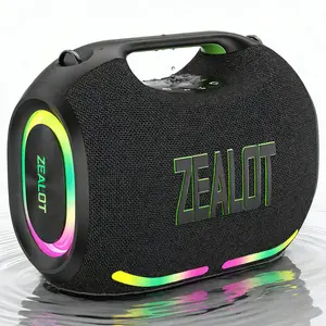 ZEALOT Portable Bluetooth Speaker, 120W High Power HiFi Stereo, IPX7 Waterproof for Beach/Pool, 24000mAh Battery, RGB Lights, Dual Carry Modes, DSP EQ/PD Fast Charge/Power Bank/BT5.4, Ideal Party Companion.