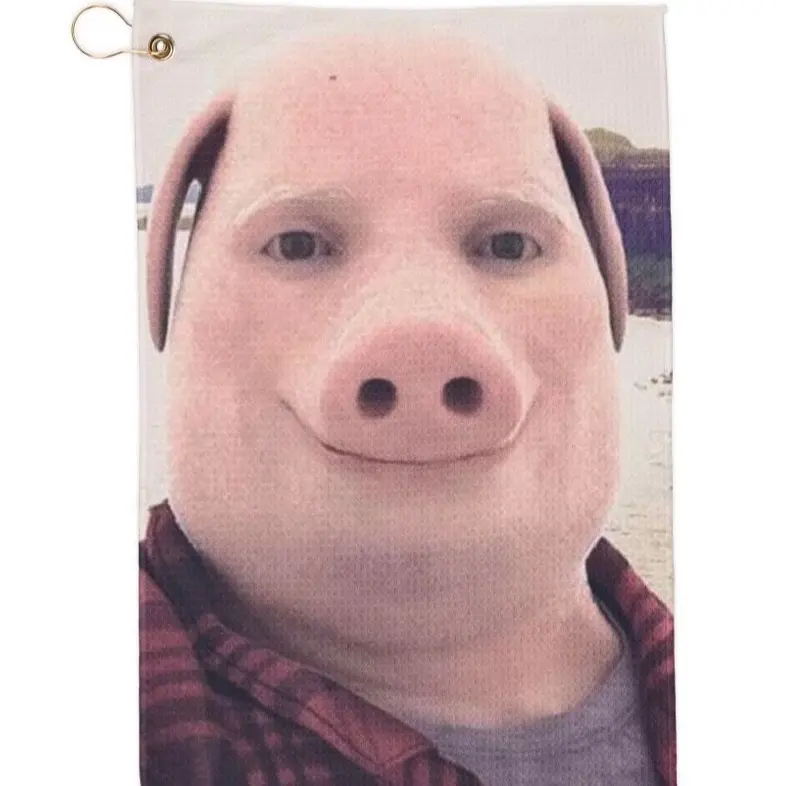 John Pork Funny Golf Towel, Microfiber Golf Towel with Clip, Absorbent Hilarious Golf Towel Golf Gift for Clubs and Ball