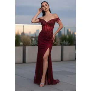 Long Sequins Prom Dress Off-Shoulder Evening Gown & Plus Size By MQ2132-New Collection