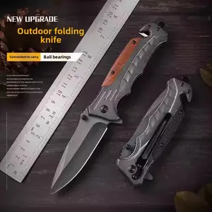 1 Stainless steel fruit knife wooden handle high hardness sharp folding knife outdoor multi-function portable survival knife camping tool hiking