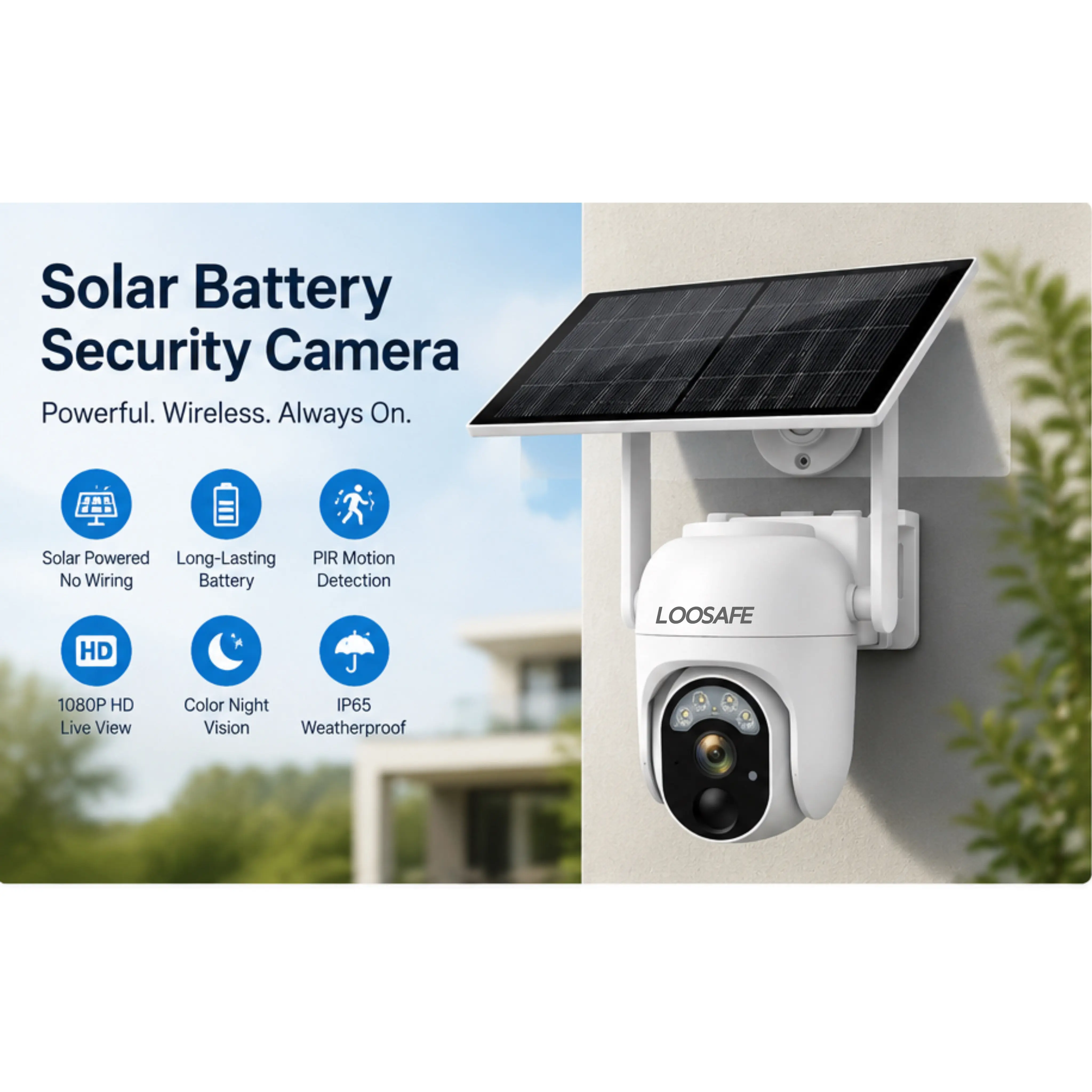 No WiFi Needed! LOOSAFE 4G Solar Security Camera with SIM Card, 360° Outdoor Wireless Protection