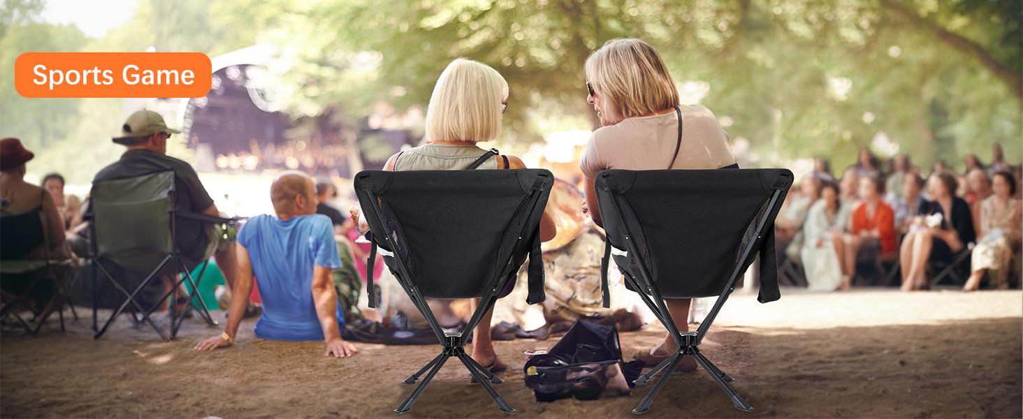 360° Swivel Camping Chairs, Portable Camping Chair with Headrest and Storage Bag, Lightweight Foldable Chair for Outside Camping, Hiking, Travel, Beach and Sports